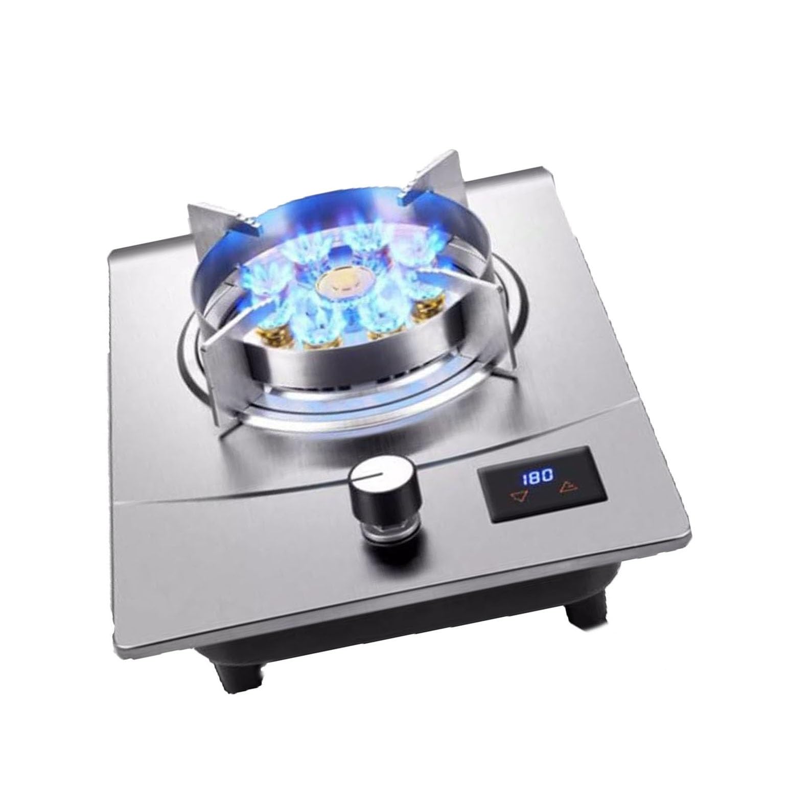 THEGA Cocina De Gas De 7.0 KW, Cocina De Acero Inoxidable, Cocina De Sobremesa Y Empotrada, con Llama Ajustable Y Temporizador Inteligente(LPG)