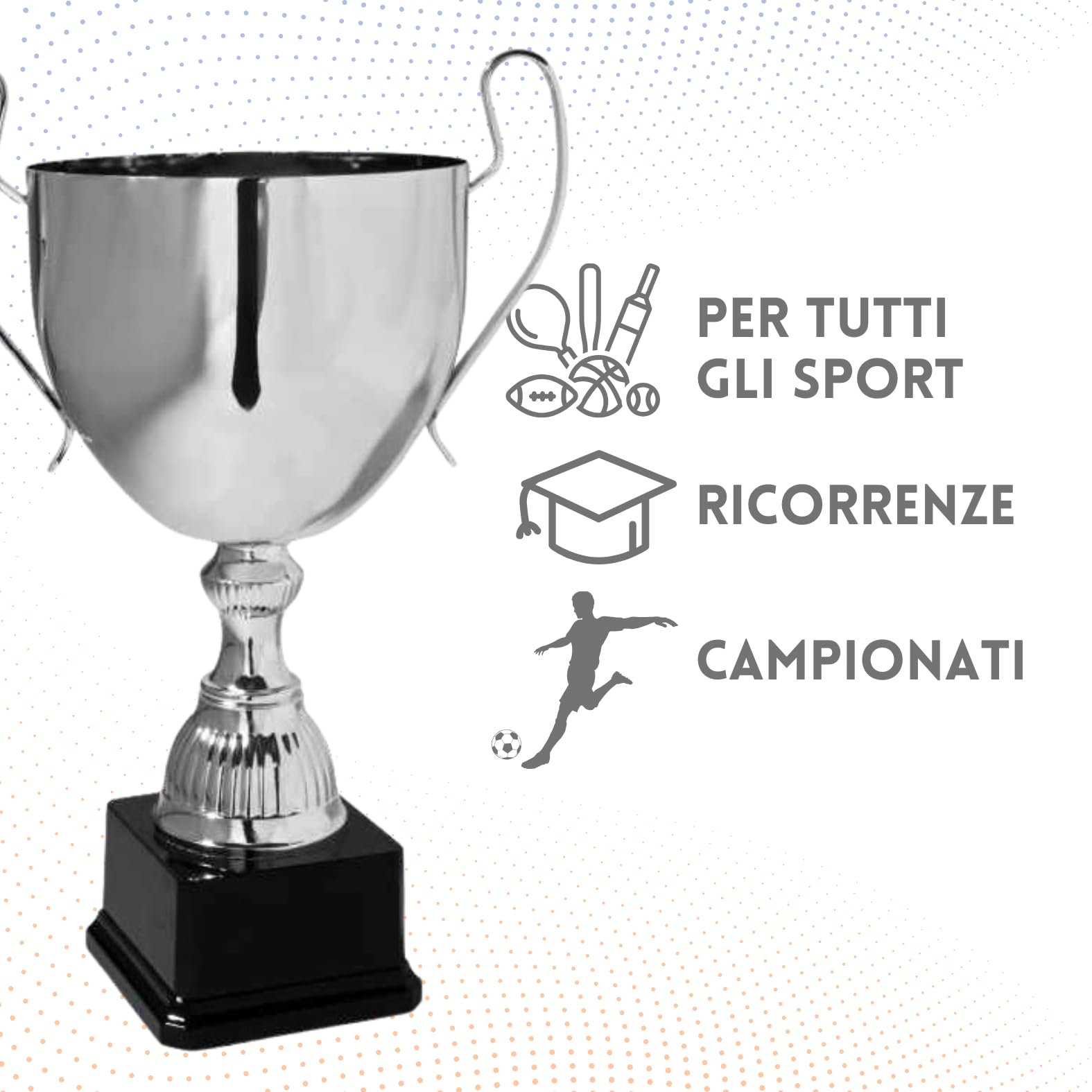 Coppa Trofeo Personalizzabile Grande in Metallo Varie Misure Calcio, Fantacalcio, Tennis, Padel, Basket Premiazioni Sportive ed Eventi con Targhetta Personalizzata cod 6.311