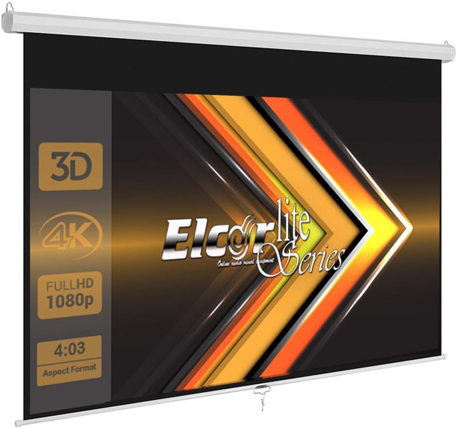lite Series Manual auto-Lock Projection Screen, 84-Inches Diagonal in 4:03 Format, 1080P Full hd, 4k Technology