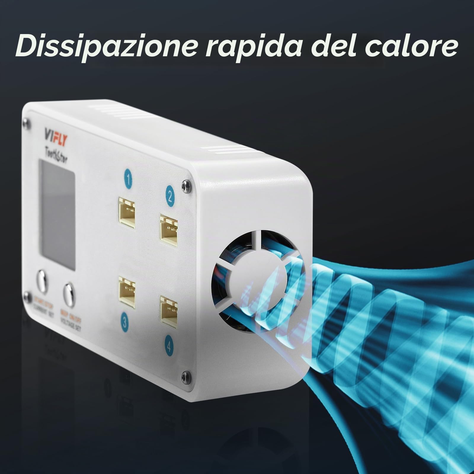 VIFLY ToothStor - Caricatore a 4 porte 2S LiPo Balance con modalità di archiviazione
