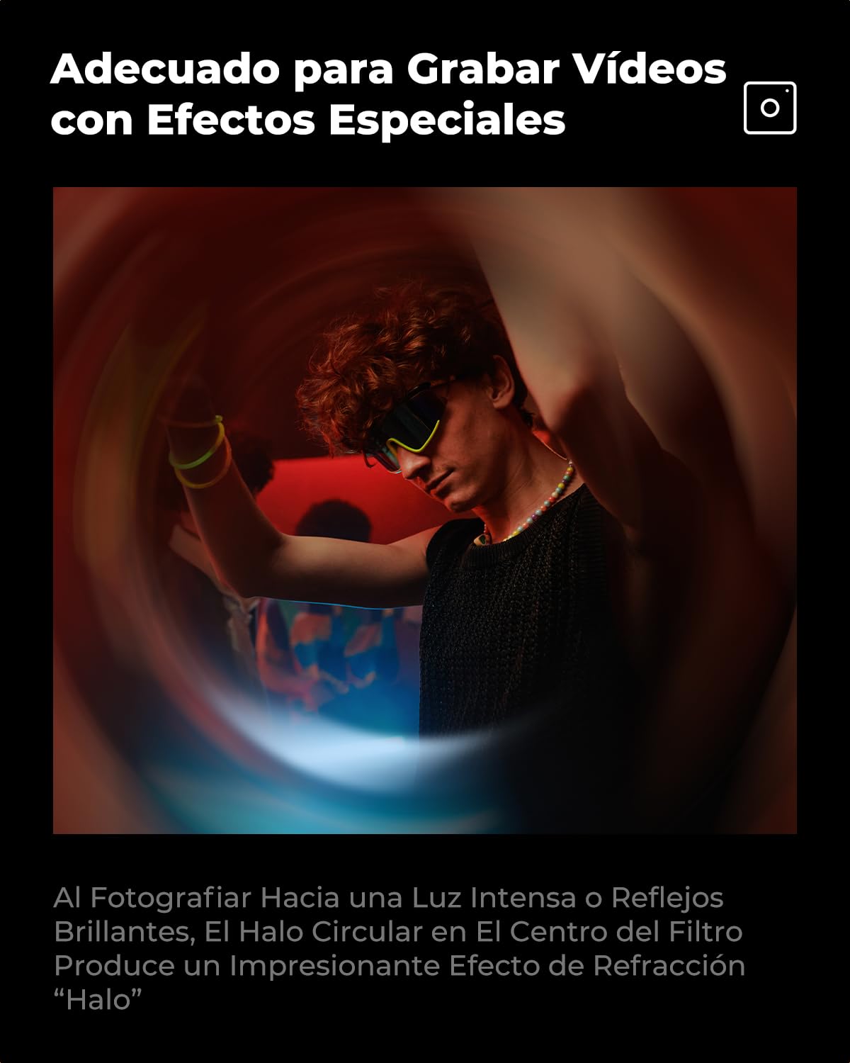 K&F Concept Nano-Bacis Espiral Halo Filtro de Efecto, Filtro Prisma de Efectos Especial de Vidrio Óptico con 3 Paños de Limpieza