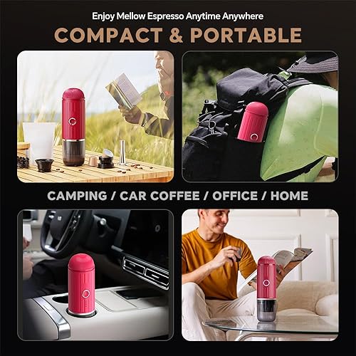 Miniatura 8 de BENFUCHEN Cafetera eléctrica portátil de café expreso, cafetera de viaje para camping, cafetera de auto con calentamiento automático con USB-C, con