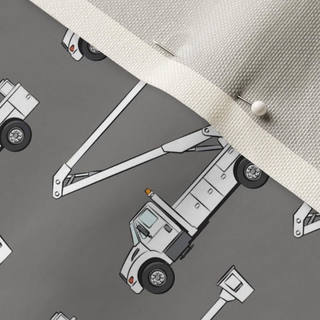 Spoonflower Fabric - Bucket Trucks Grey Lineman Power Utility Truck Little Arrow Boy Printed on Upholstery Velvet Fabric Fat Quarter - Upholstery Home Decor Bottomweight Apparel