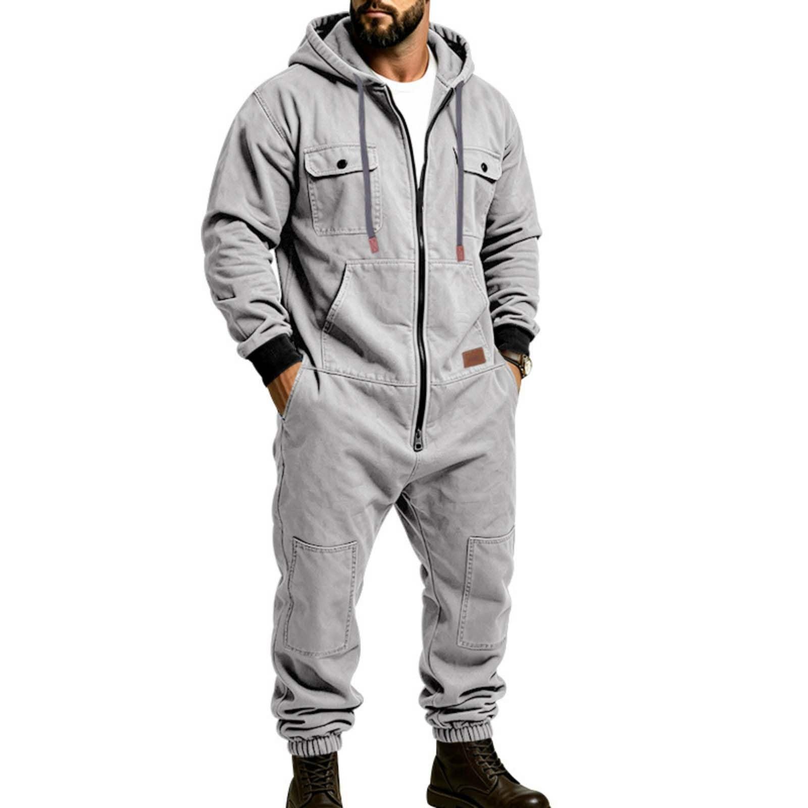 Mono de Trabajo Hombre,Jumpsuit de Estilo Cargo con Multibolsillos