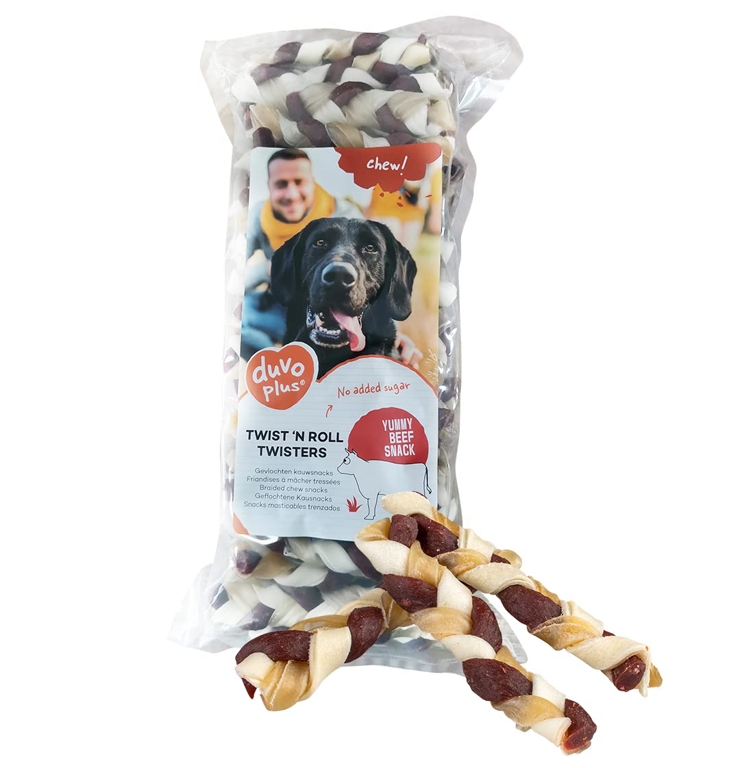 Chew! Twist `n Roll Twisters Ternera 1400gr - 12,5cm - S - 50st, Delicioso Snack a Base de Carne y Piel de Res, Combi-Snack, sin azúcares añadidos, bajo en Grasa