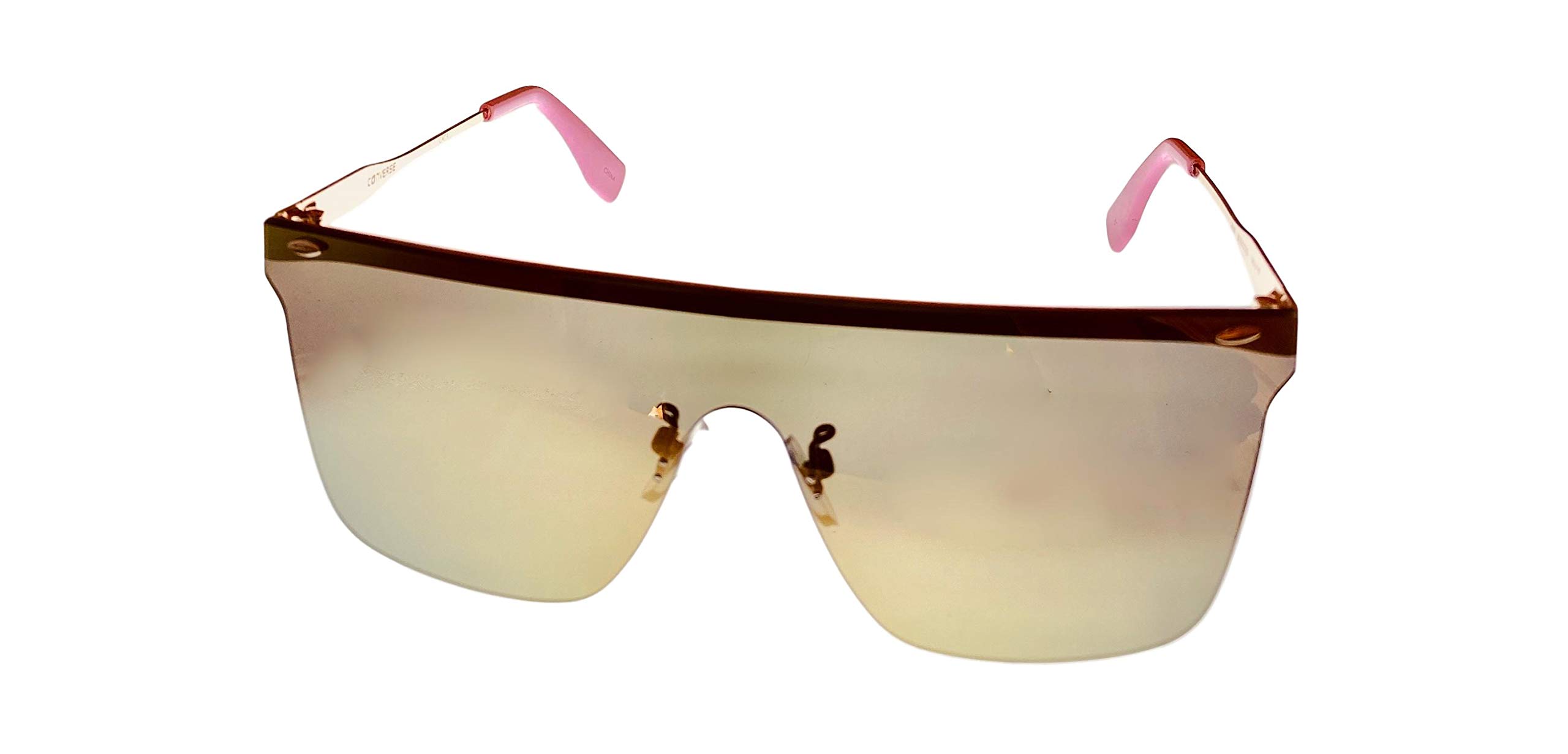 ConverseMens Flat Front Mount Rose Gold Metal Shield Sunglass, Gold Flash Lens H119
