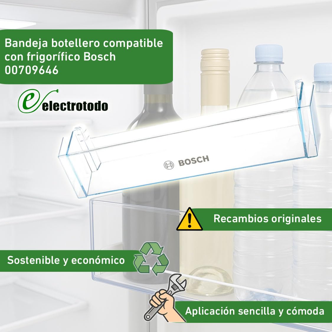Bandeja botellero compatible con frigorífico Bosch 00709646