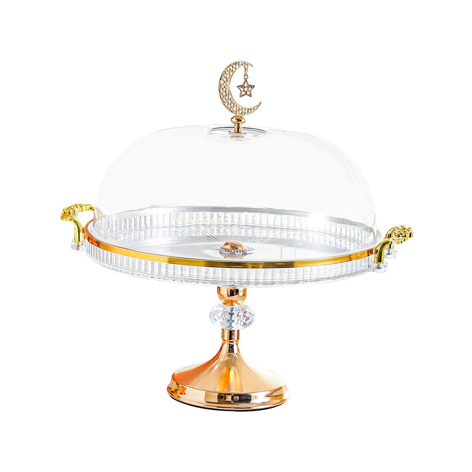 Homyl Présentoir à Gâteaux avec Couvercle, Plateau de Service avec Couvercle Transparent Anti-poussière et élégante Poignée Florale, Idéal pour Un Mariage, Clair