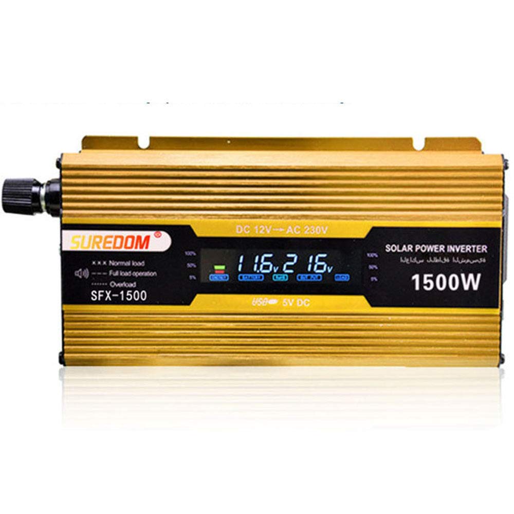 Inversor de corriente de 1500W con puertos USB y pantalla digital de lectura en tiempo real