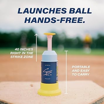 Bandit Sports Coach RAC Tee Popper Mini, Hitting Tee for Perfect Swings, Batting Machine for Practicing Hitting Without a Pitcher Blue