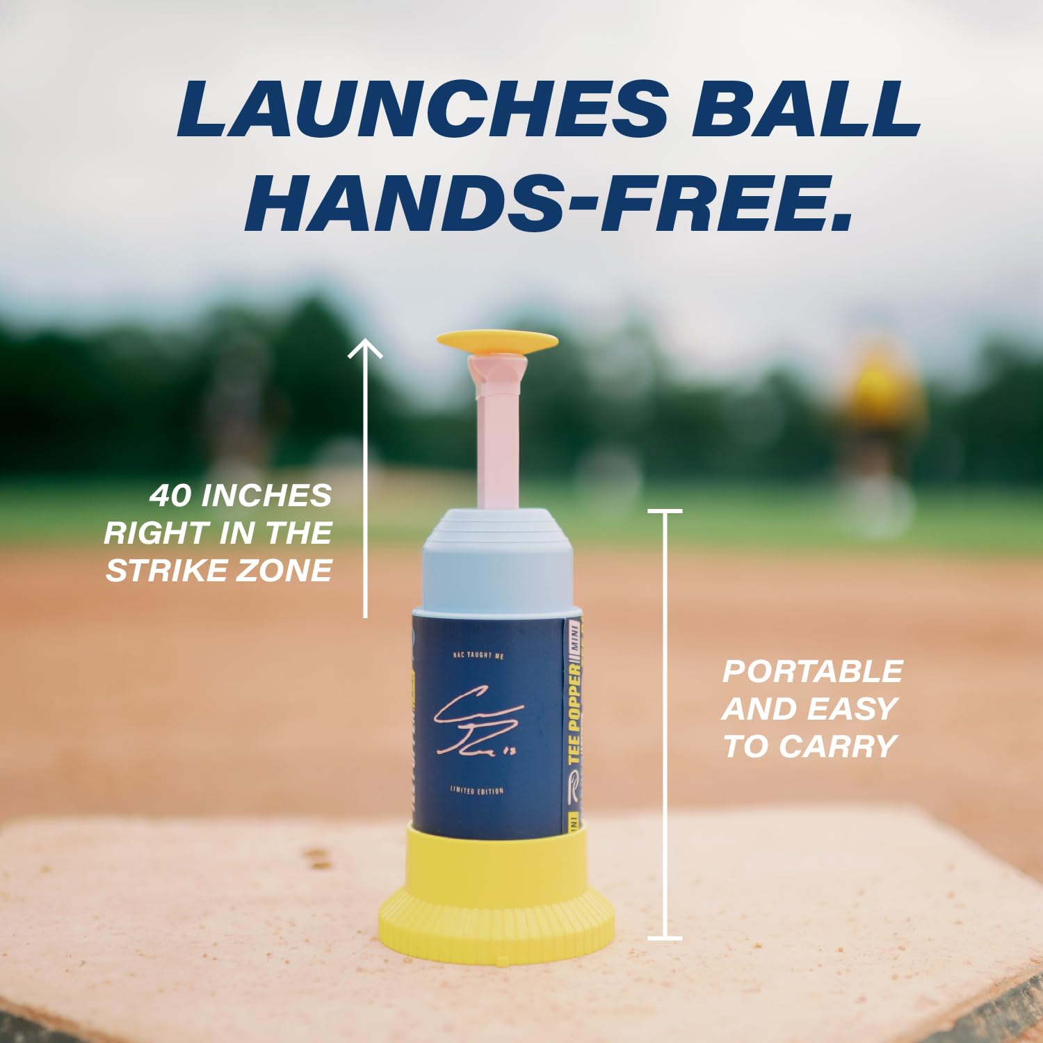 Bandit Sports Coach RAC Coach RAC Mini Tee Popper, Hitting Tee for Perfect Swings, Batting Machine for Practicing Hitting Without a Pitcher Blue — view 4