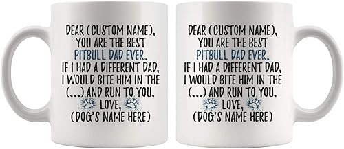 Miniatura 4 de Pitbull - Taza personalizada para papá de Pitbull, dueño de Pitbull, taza de papá Pitbull, I Love Pittie (11 onzas)