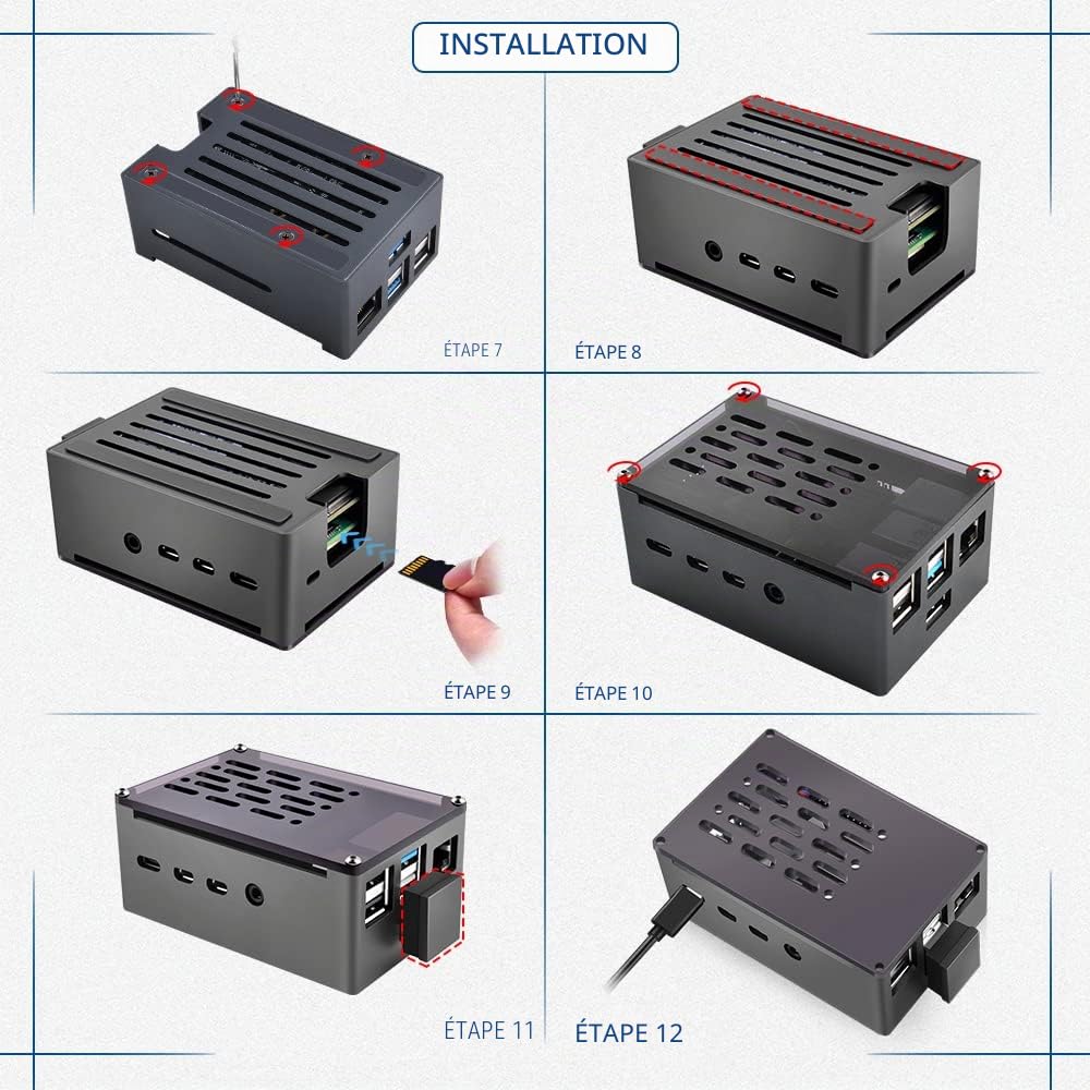 GeeekPi Boîtier NAS Raspberry Pi 4 en aluminium ventilateur PWM et adaptateur SSD M.2 SATA boîtier passive avec ventilateur silencieux 3510 pour Pi 4
