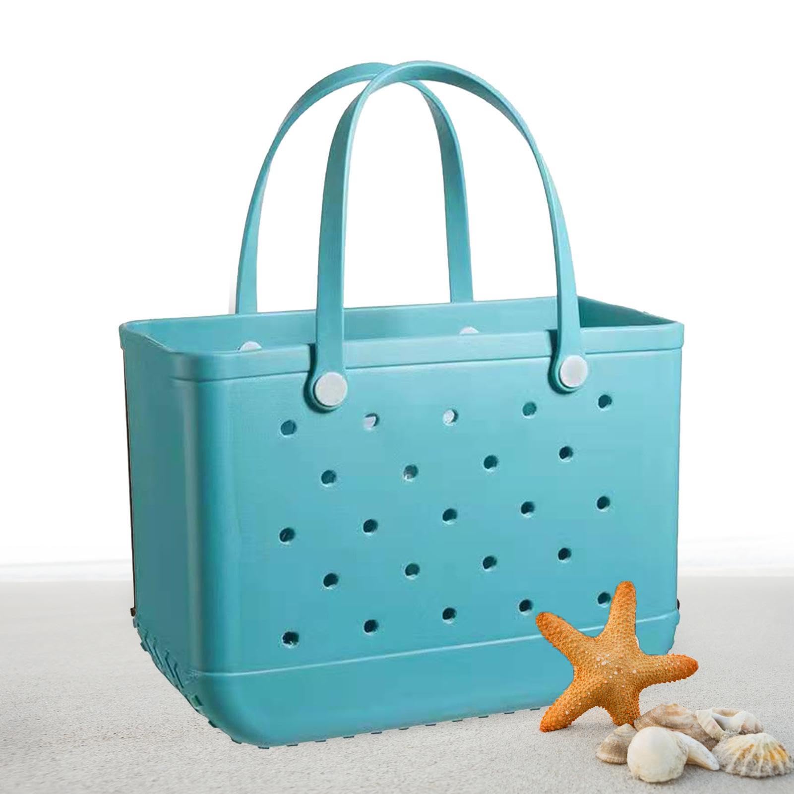 Grande borsa da spiaggia in gomma, borsa da viaggio impermeabile da donna, borsa da viaggio lavabile, elegante da donna, borsa per la spesa in gomma con fori, borsa per sport, spiaggia, mercato,