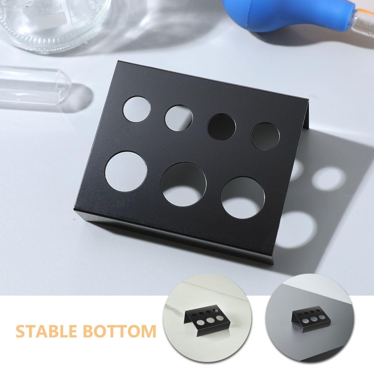 SEWACC 2pcs 7-hole Metal Tattoo Ink Cup Stand Black Pigment Holder Organizer with Ink Cap Holder for Tattoo — view 9