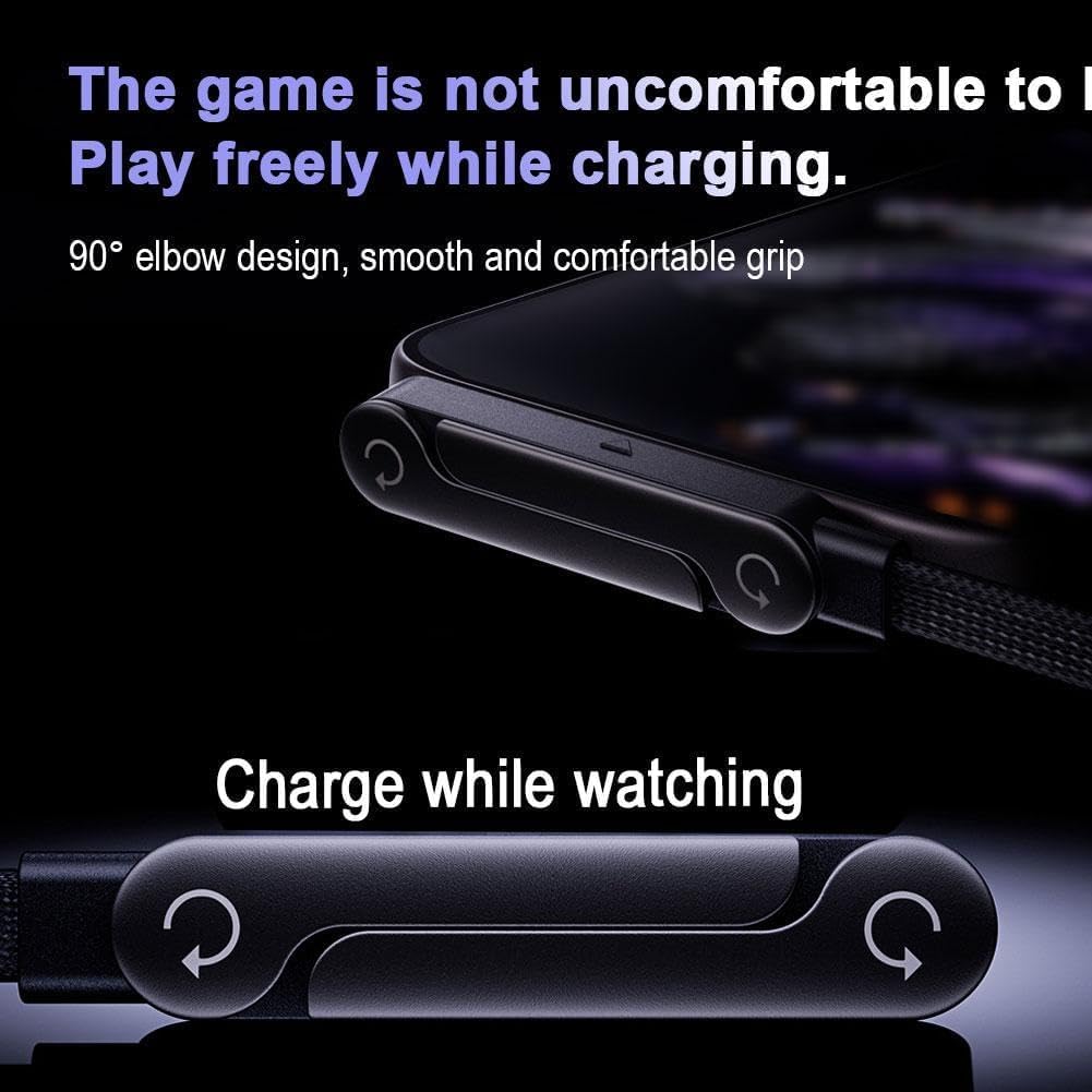 Cavo USB-C intrecciato a ricarica rapida con supporto per telefono integrato, cavo pieghevole a forma di T a 90 gradi, caricabatterie multifunzionale, lunghezza 1,5 m, design ad angolo retto