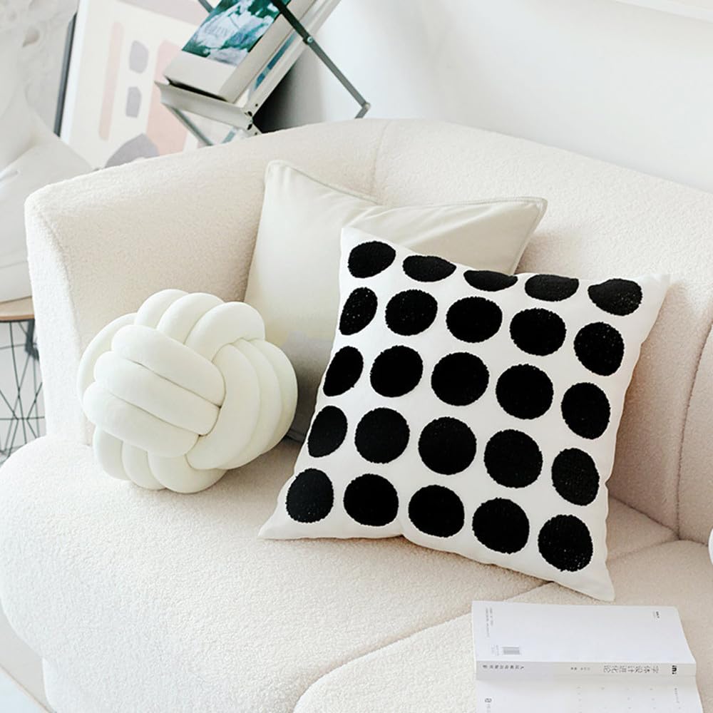 NatureMan Soft Knot Ball Pillows,Round Throw Pillow Cushion Children Room Decoration Plush Pillow,Handmade Round Plush Pillow,Calming Stress Relief PlushToy,diameter 28cm (Cream White) - Image 4