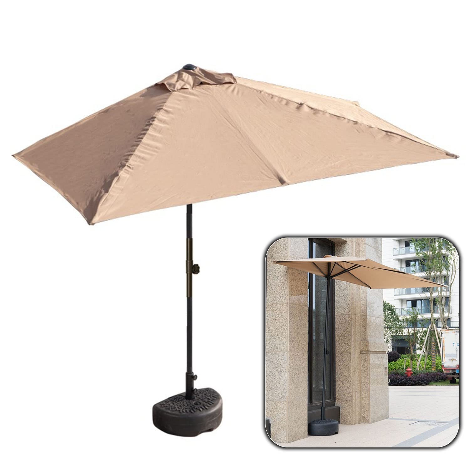 WQPMNYG Half Patio Umbrella 250x130CM Outdoor Sune with Stand WeatherResistant Stable for Balcony Garden Pool (Color: Green)