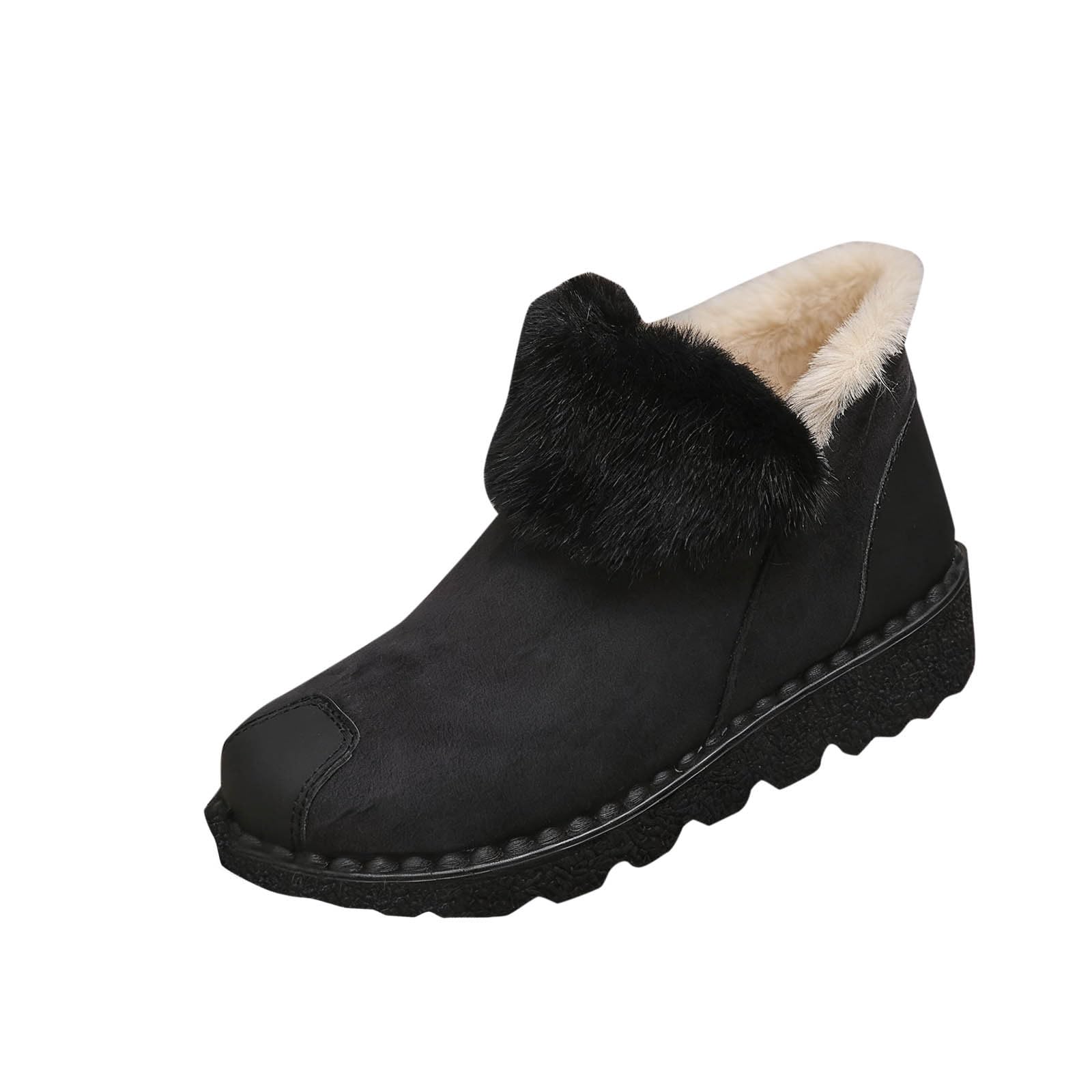 Snow Boots For Women Suede Fur Lined Ankle Booties Wide Width Winter Boots Warm Fluffy Comfortable Outdoor House
