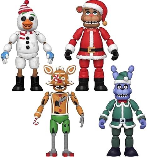 Funko Figura de acción El paquete de vacaciones de FNAF Friday Night at Freddy's incluye Snow Chica, Elf Bonnie, Gingerbread Foxy, Santa Freddy
