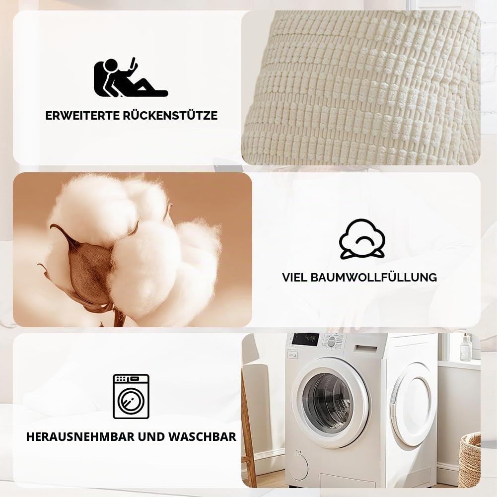 Rückenkissen, Lesekissen Bettauflage Kissen, Rückenlehnenkissen mit Armlehnen, Lesekissen Flauschig, für mehr Halt und Komfort von Rücken, Kopf und Nacken, für Bettruhe, Lesen, Fernsehen (Beige)