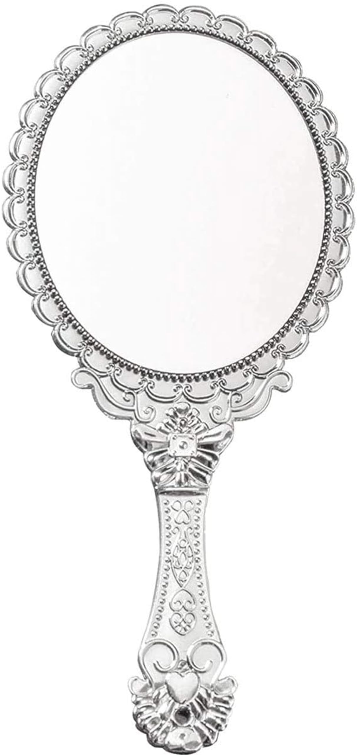 Specchio a mano con manico retrò specchio portatile per parrucchiere accessori per il trucco (argento)