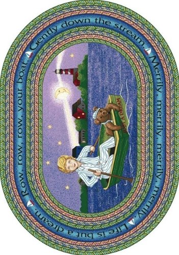 Row Your Boat 5 ft.4 in. x 7 ft.8 in. Oval WearOn Nylon Machine Tufted- Cut Pile Just for Kids Rug