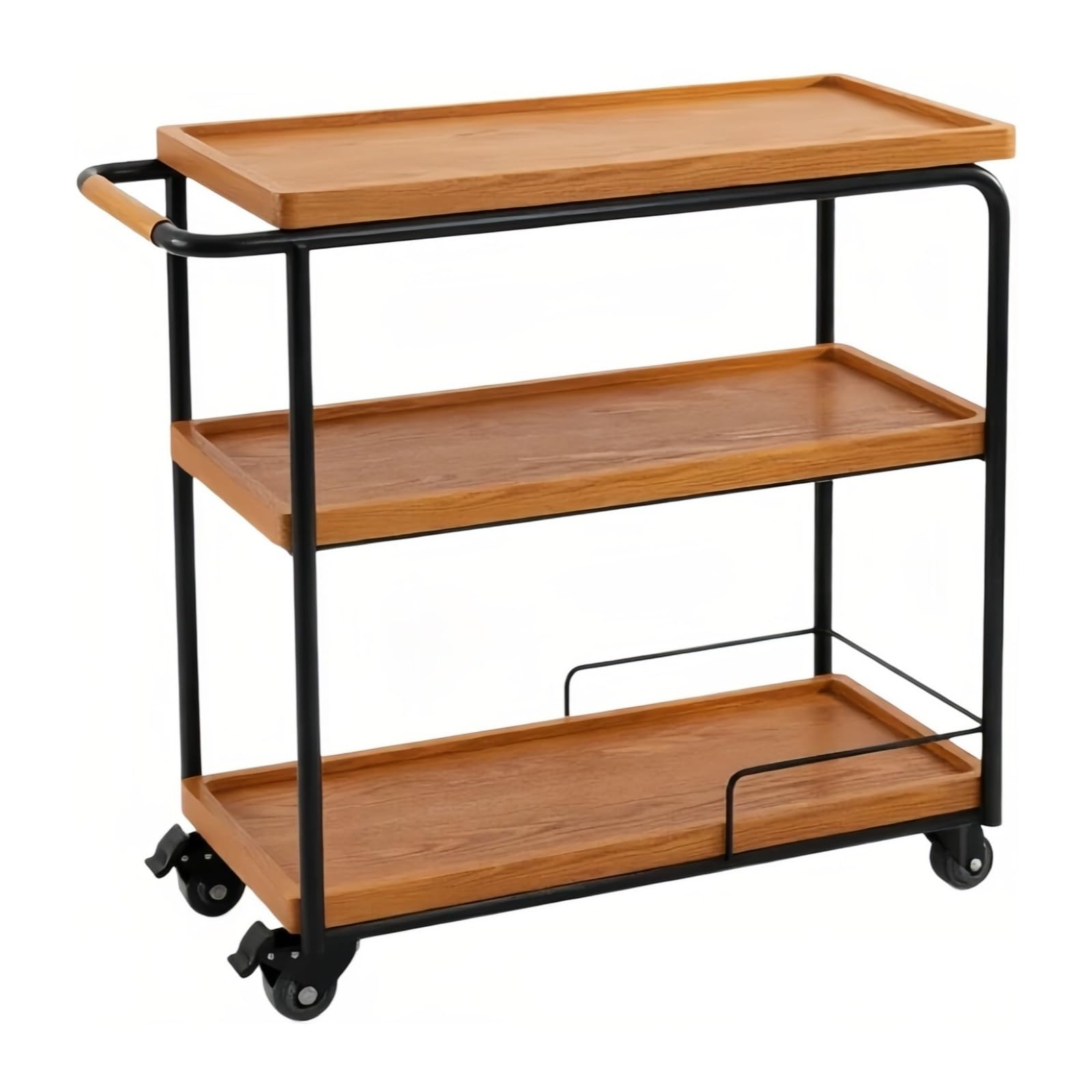 FZL02068LM Kitchen Trolley Mobile Kitchen Serving Cart Utility Beverage Hotel Restaurant Delivery Rack(Small)