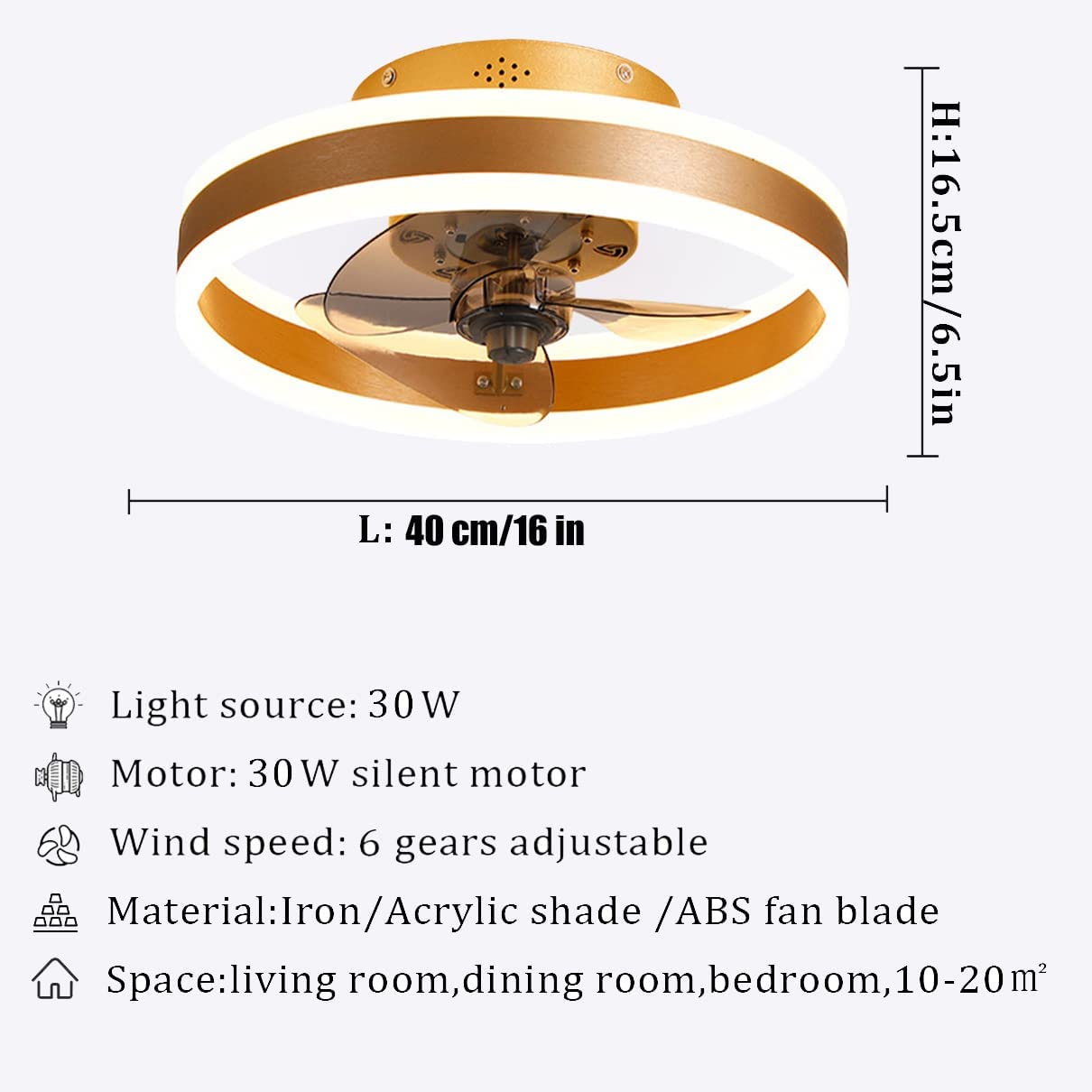 Ventilatore da soffitto reversibile con luci Ventilatore da soffitto moderno a led con telecomando Plafoniere ad anello per soggiorno Camera da letto Lampadari da salotto Fan Lampada da soffitto (bi