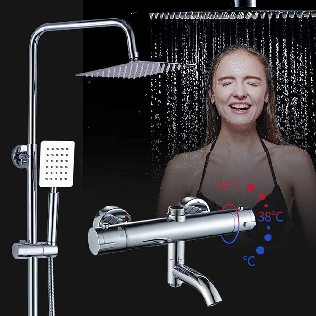 Douche thermostatique carrée : finissez-en avec les variations d'eau grâce à l'étagère chrome