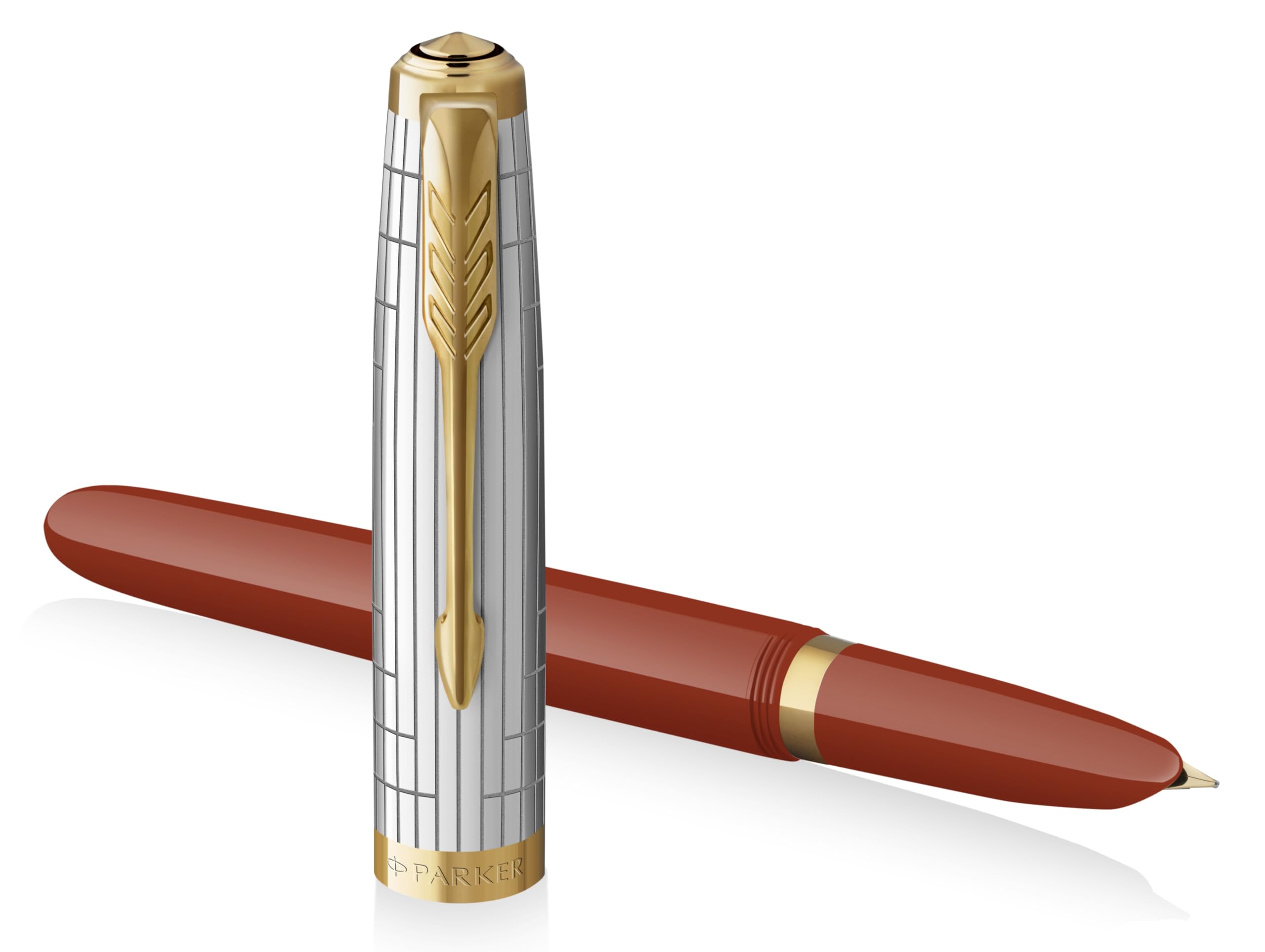 Parker 51 Premium Collection Fountain Pen | Rage Red with Gold Trim | Fine Nib | Gift Boxed
