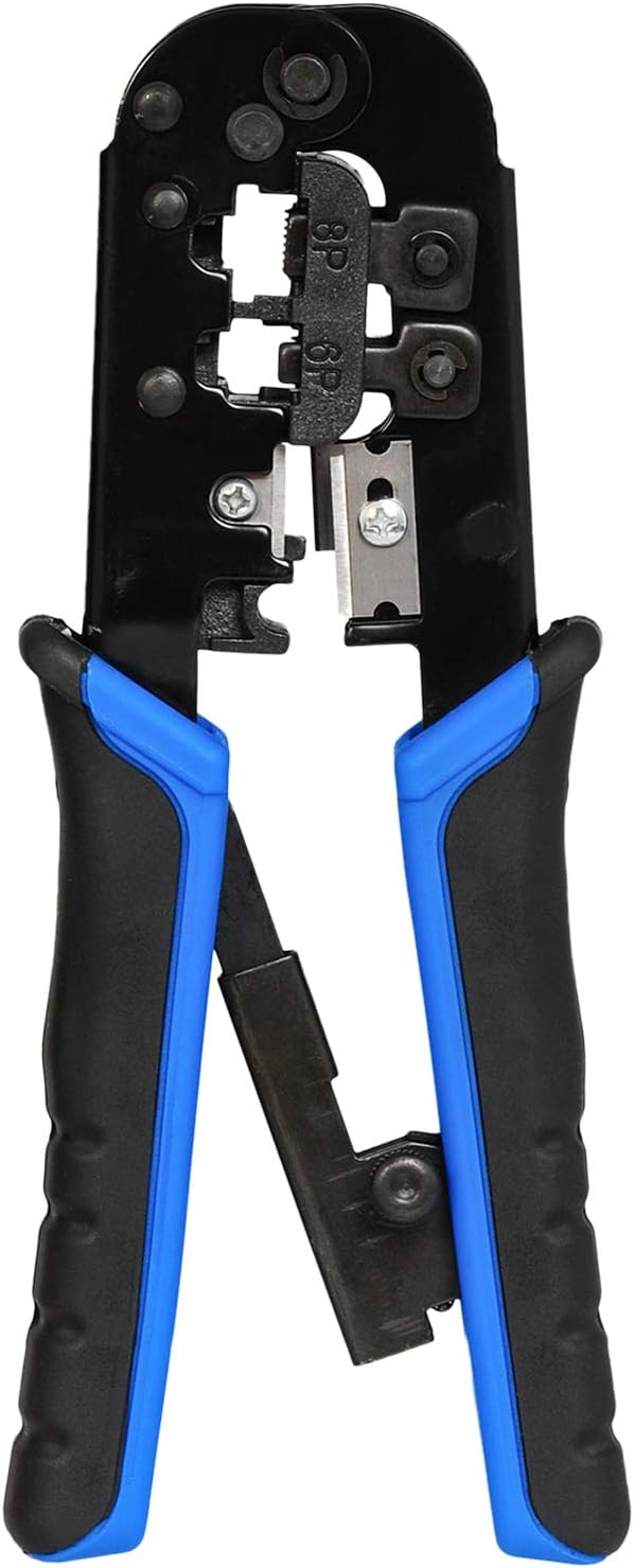 Modular Crimper, Stripper Cutter Crimper Tool, Multi-function Network Clamp Phone Crystal Head Crimping Pliers,Crimp Range 8P8C Network Cable/6P6C RJ11/6P4C/6P2C/8PPC RJ45/4P2C