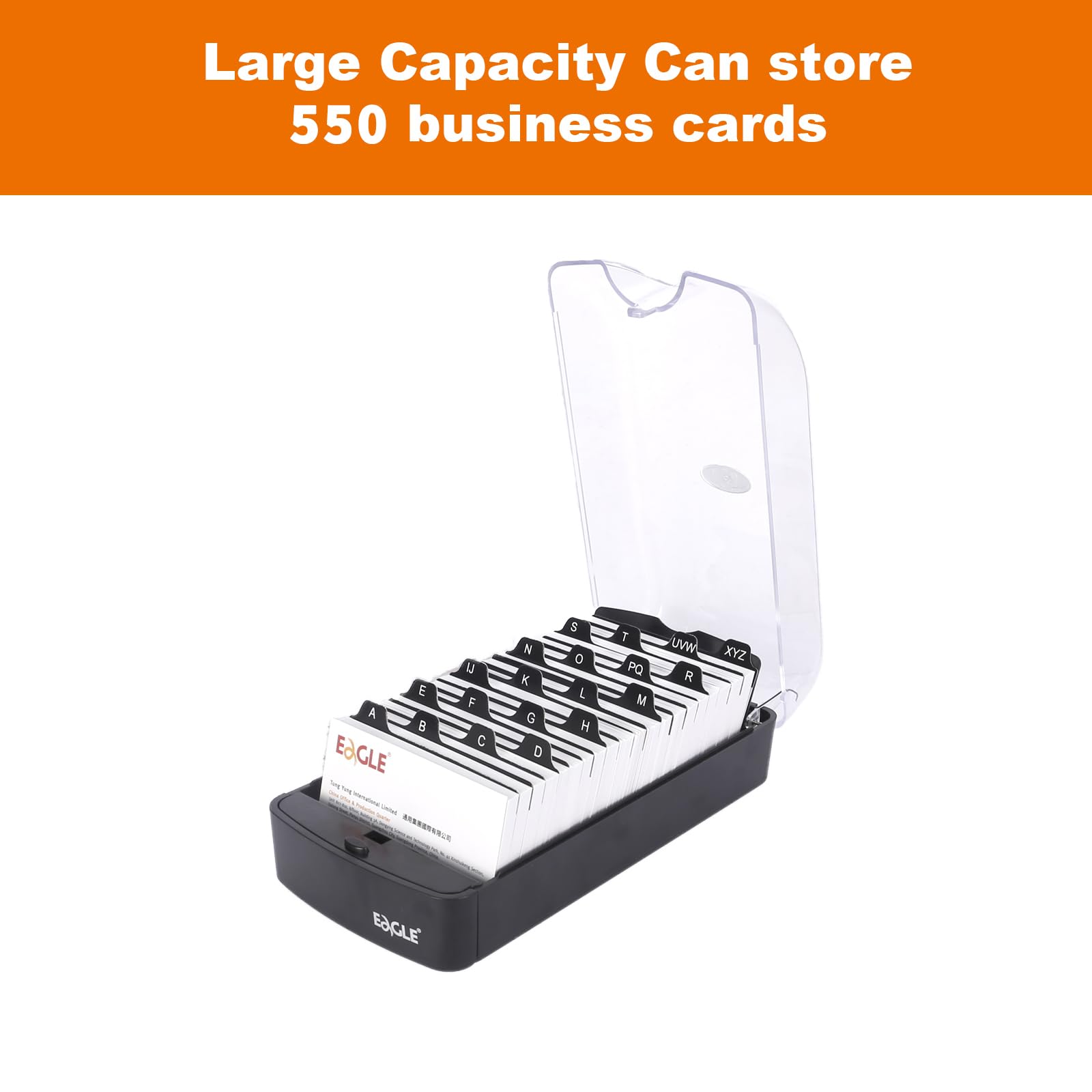 Eagle Business Card Box, Push-Button,Storage up to 550 Cards,Black, M - Image 2
