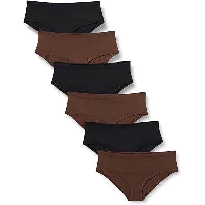 Amazon Essentials Women's Microfiber Underwear (Hipster & Thong, Available in Plus Size), Pack of 6