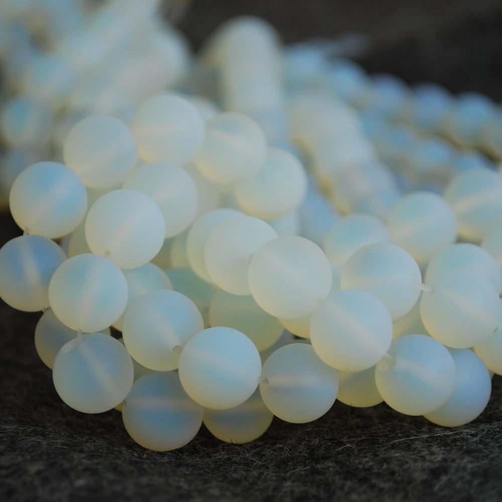 Opalite Moonstone Frosted Matte Semi-Precious Gemstone Round Beads - 6mm - 15.5" Strand