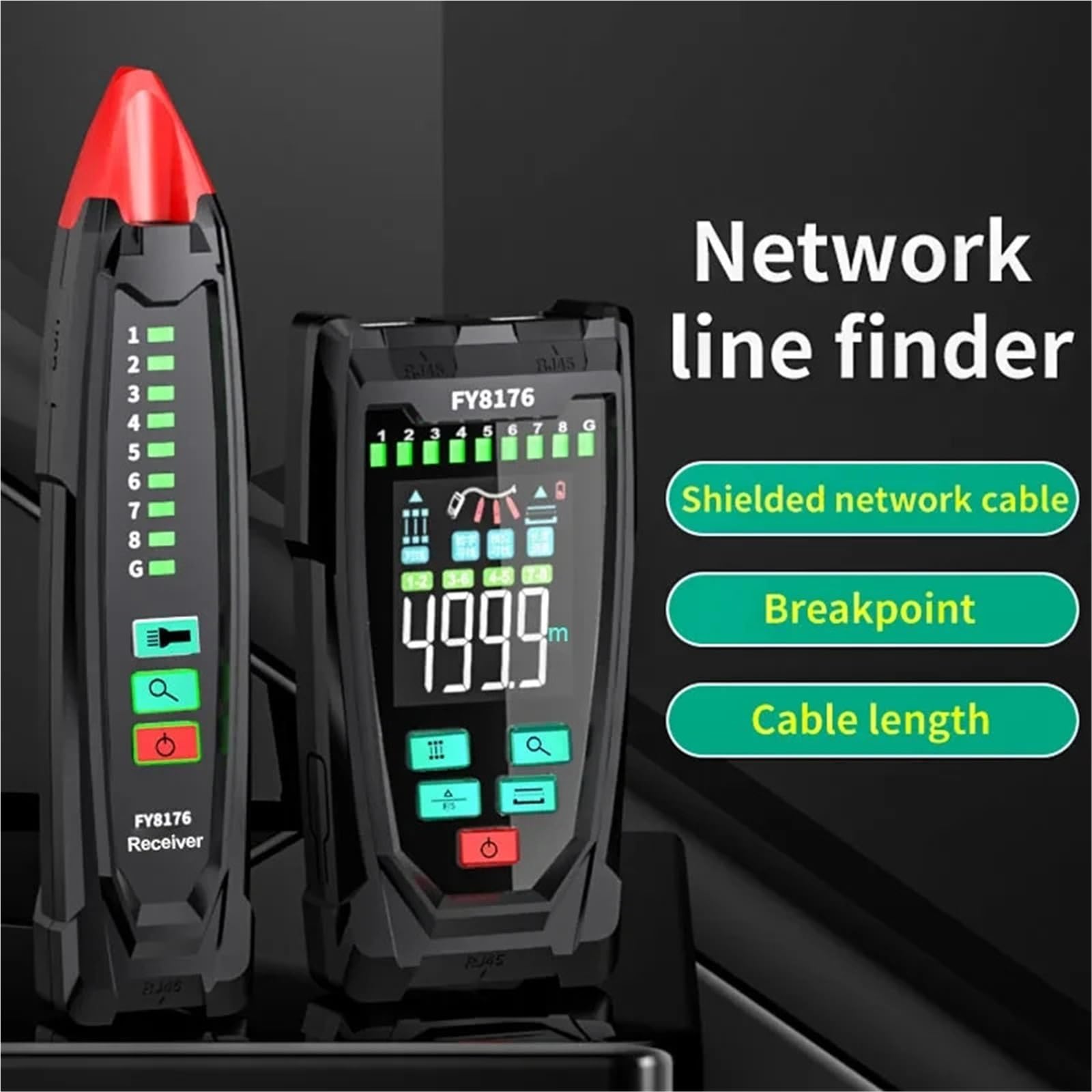 Tester for cavi di rete regolabile, distanza localizzazione, lunghezza del cavo, TDR RJ45, rilevatore linee digitale, filo PoE Prove di trasmissione