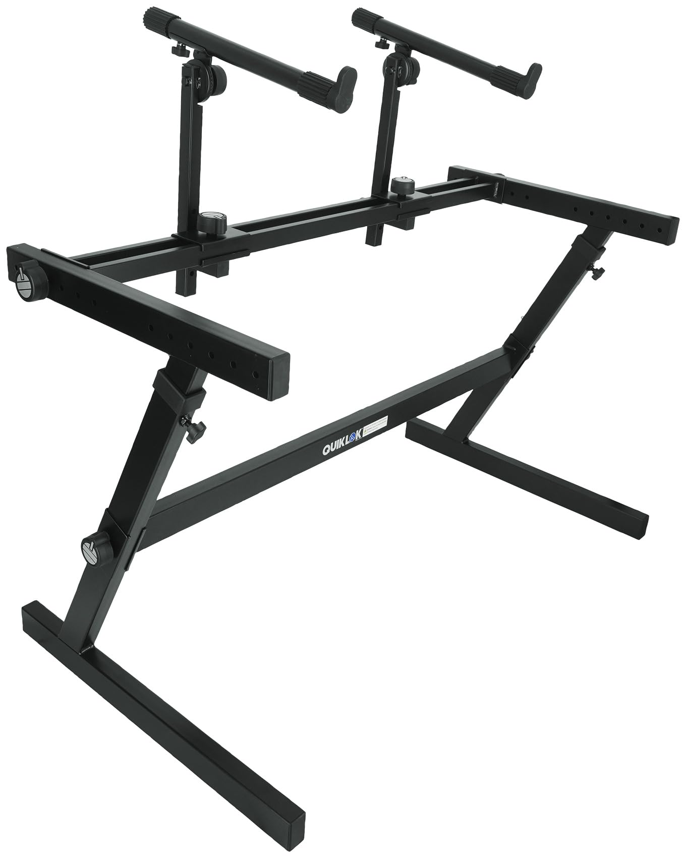 Audiosavings Bundle: Z-726L 2-Tier Z-Style Keyboard Stand w/Adjustable Heights 44 in. Width Bundle with Rockville PRO-M50 Studio Headphones w/ Detachable Coil Cable, Case+Extra Ear Pad (2 Items)