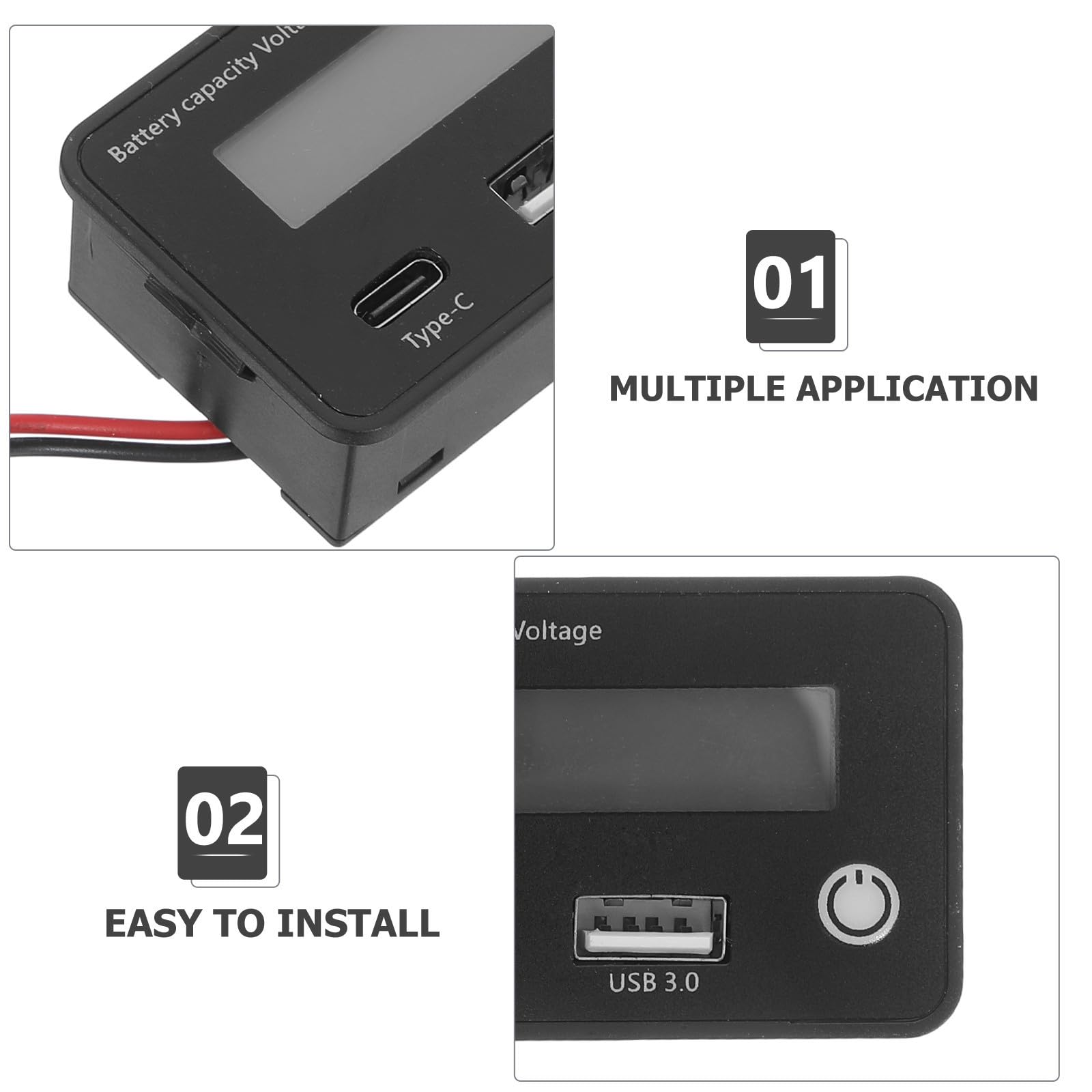 Comprobador Digital de Batería LCD USB Tipo C 8-30v para Carrito de Golf