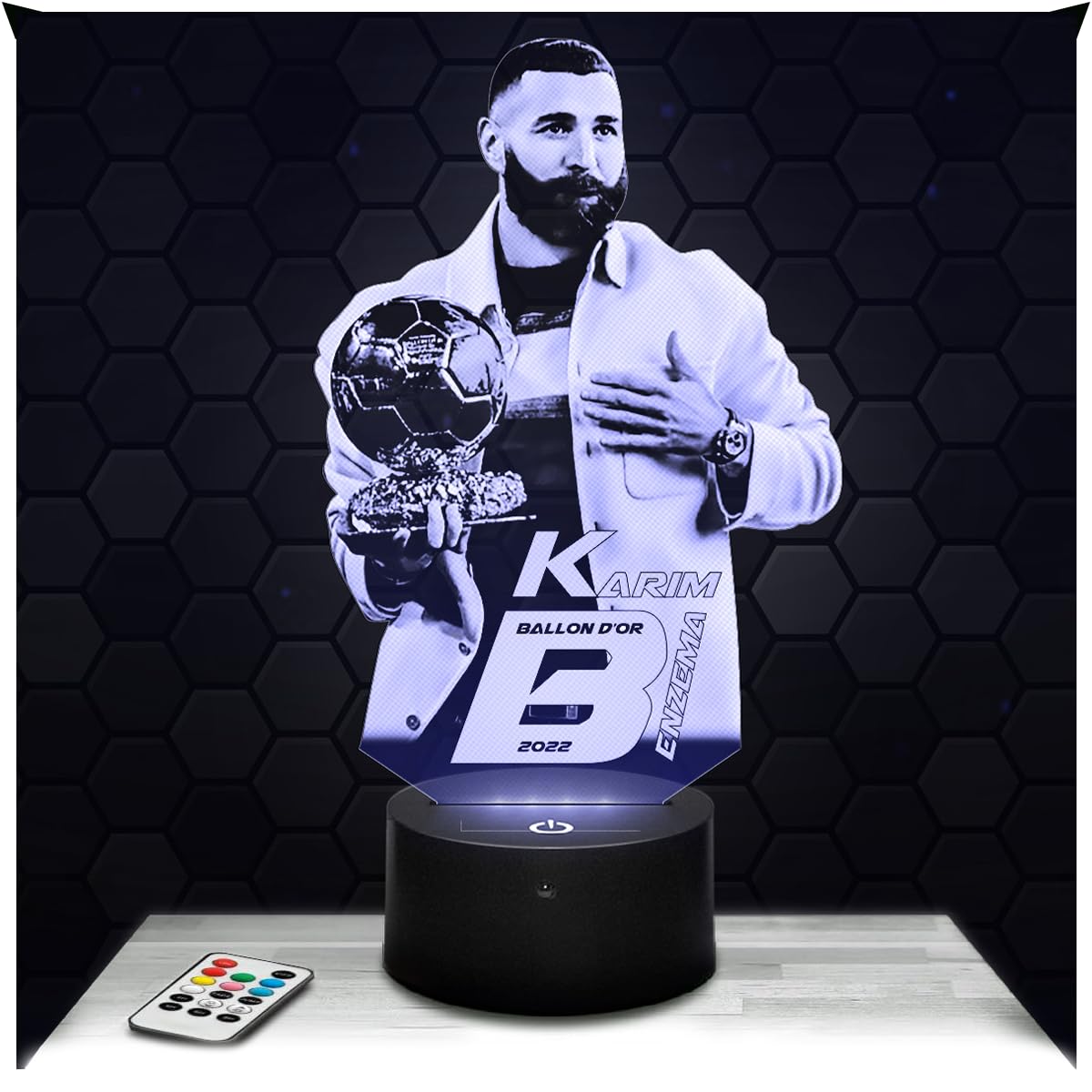 Lampephoto.fr - Karim Benzema Bust Golden Ball Footballer France 3D Lamp, Gift Idea Deco Footballer France Lamp Deco Office Living Room Man Christmas, Gift Idea Karim Benzema Fan, Gifts TOP