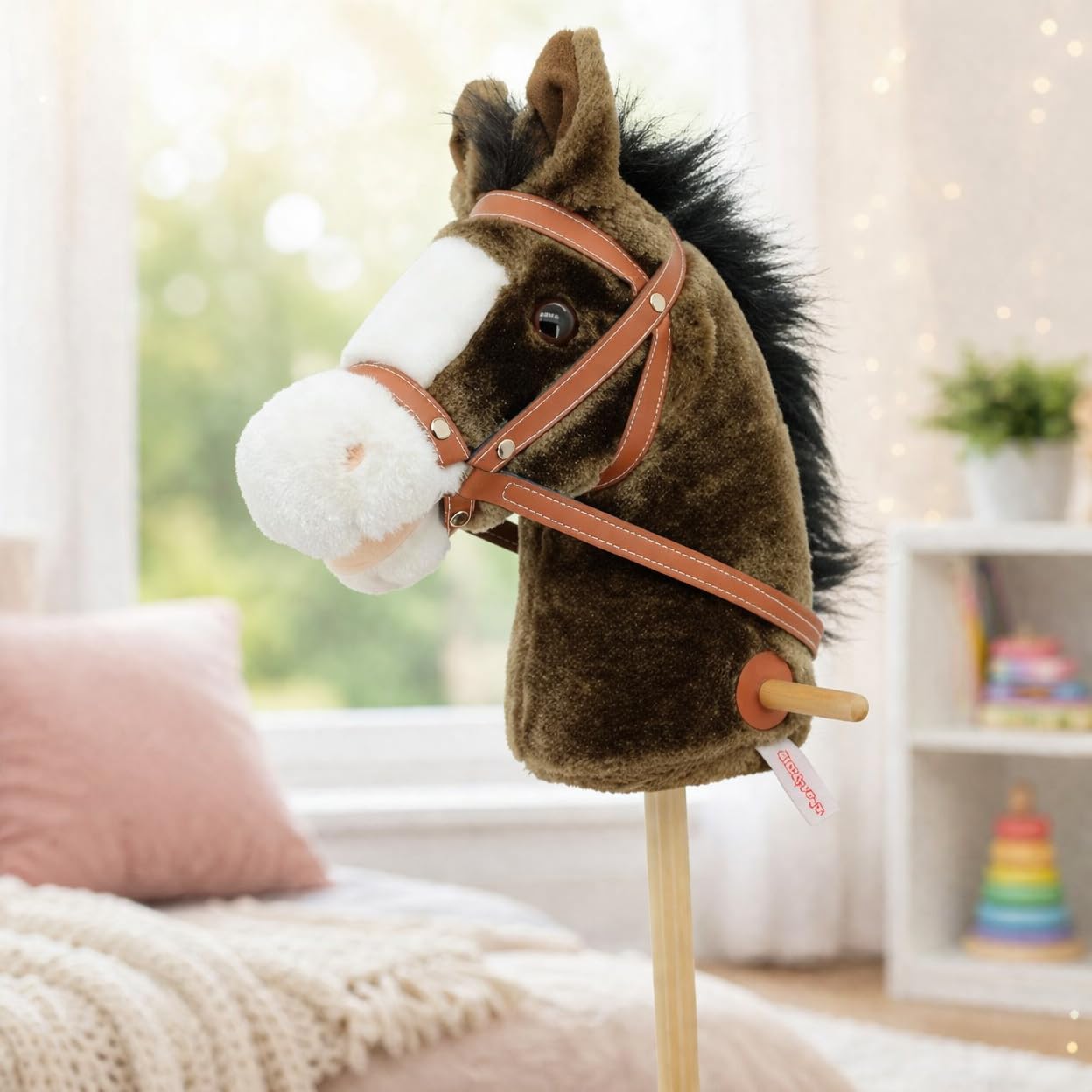 Sweety Toys - Koń na Kiju, Brązowy, 100 cm, 5086