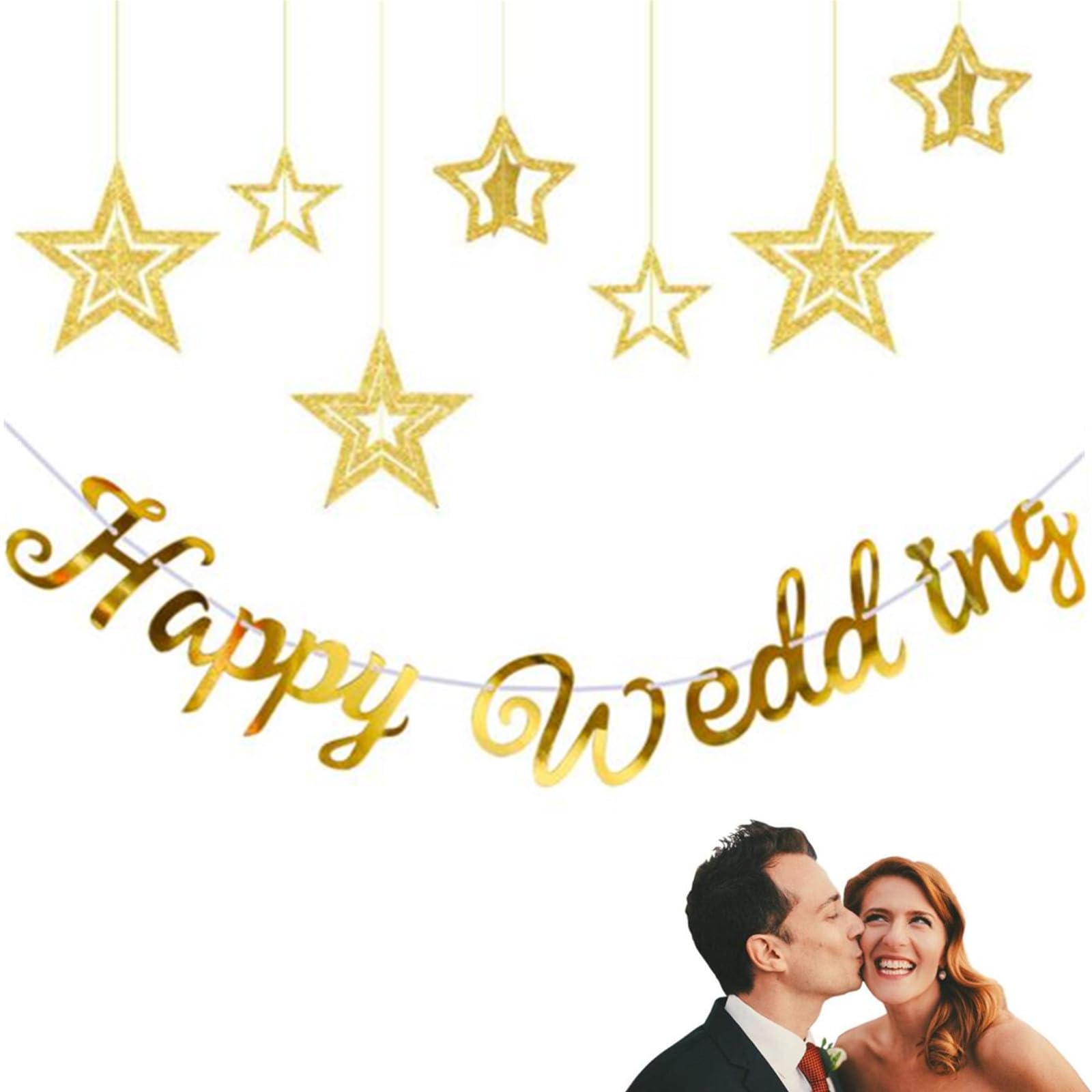 Amazon.co.jp: LIKENNY 結婚式用ガーランド 2点セット Happy Wedding