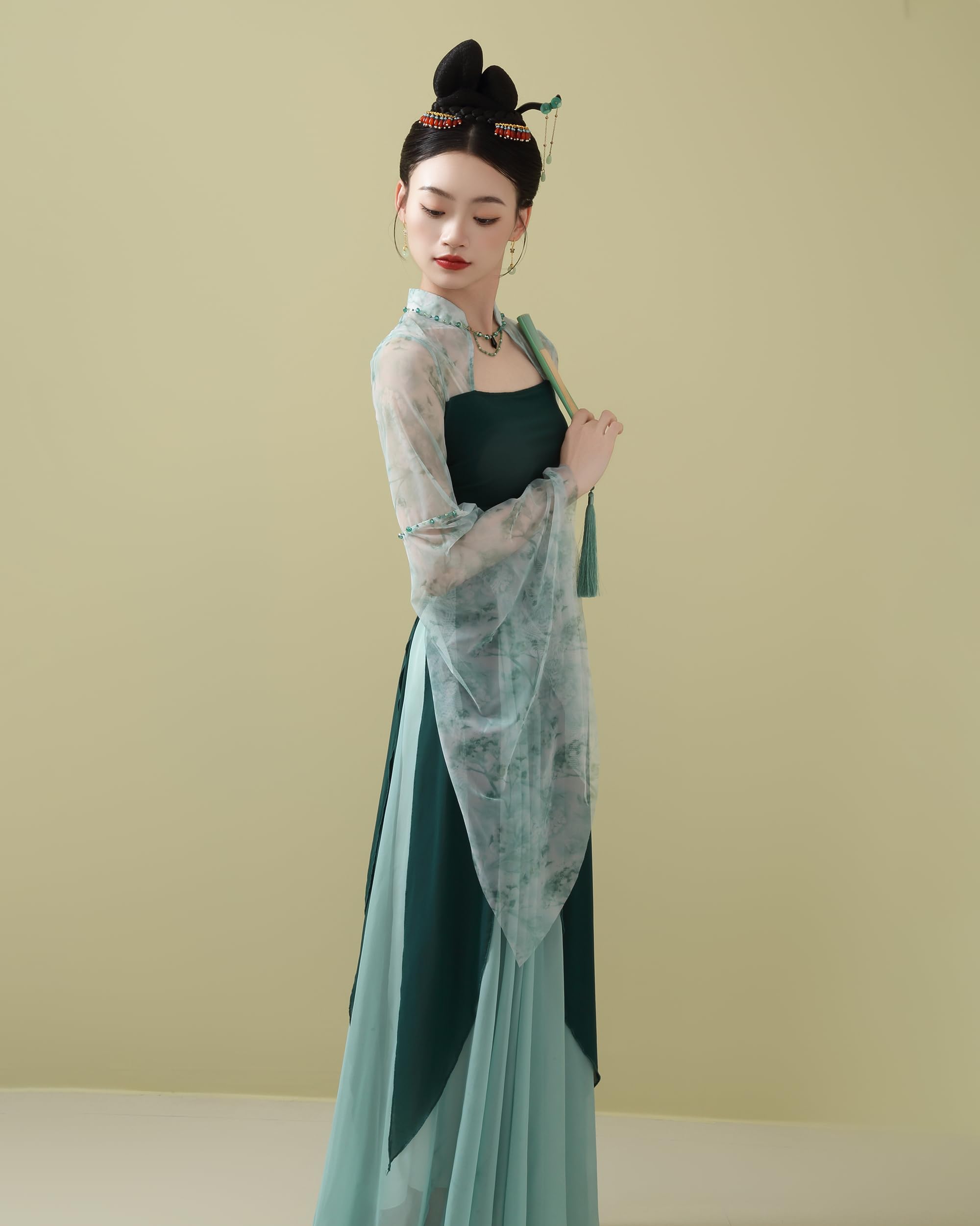 ROYAL SMEELA Set di Qipao Moderno da Donna,Abito Cheongsam Lungo Cinese,Vestito Qipao Maniche Lunghe per Donne,Top + Culotte