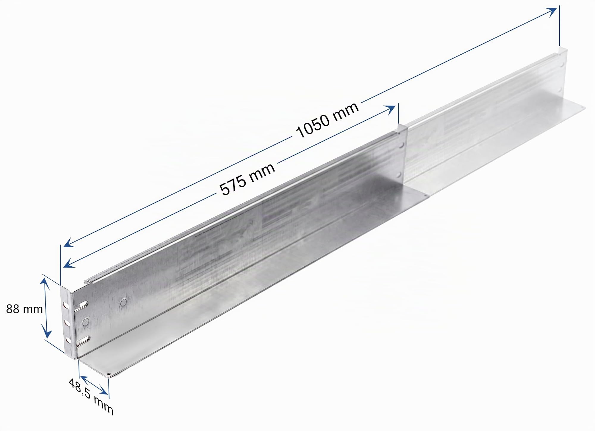 SABAJ M&D 2HE Rackschienen 19 Zoll – 80 kg – Tiefenverstellbar 575–1050 mm – für Schränke 800–1200 mm – Stahl