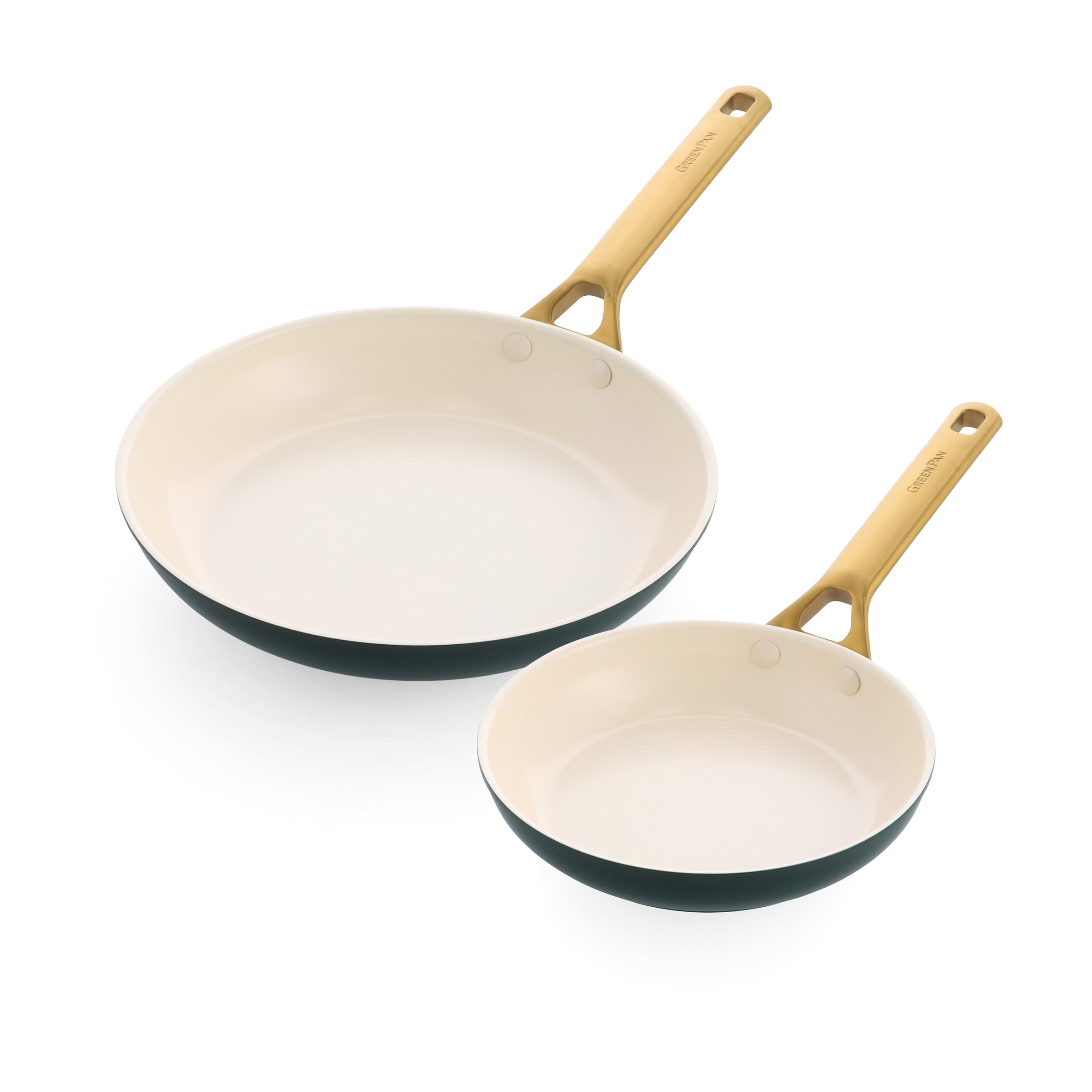 GreenPan Reserve Set 2 Bratpfannen 20/26 cm, Keramik-Antihaft, Dunkelgrün | Keramik-Antihaft, gleichmäßige Wärme, für Induktion