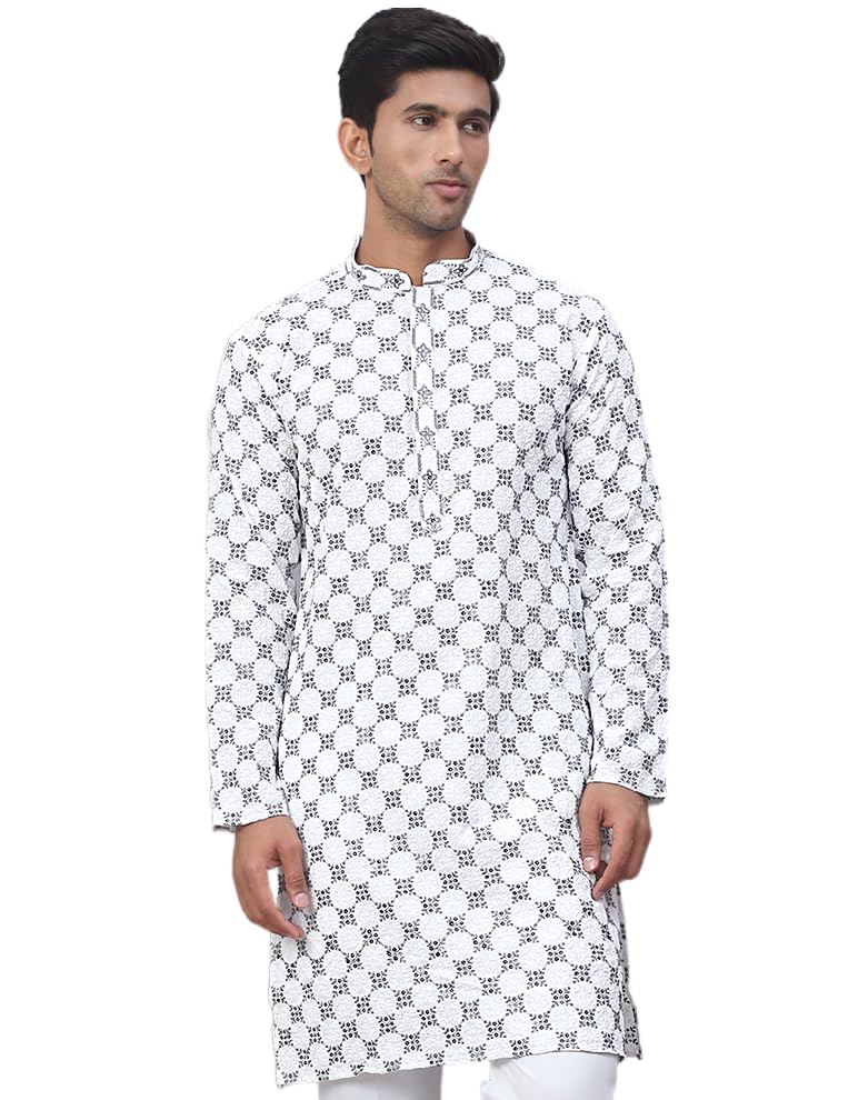Image of Jompers Rayon Embroidered & Sequins Regular Fit Kurtas for Men.