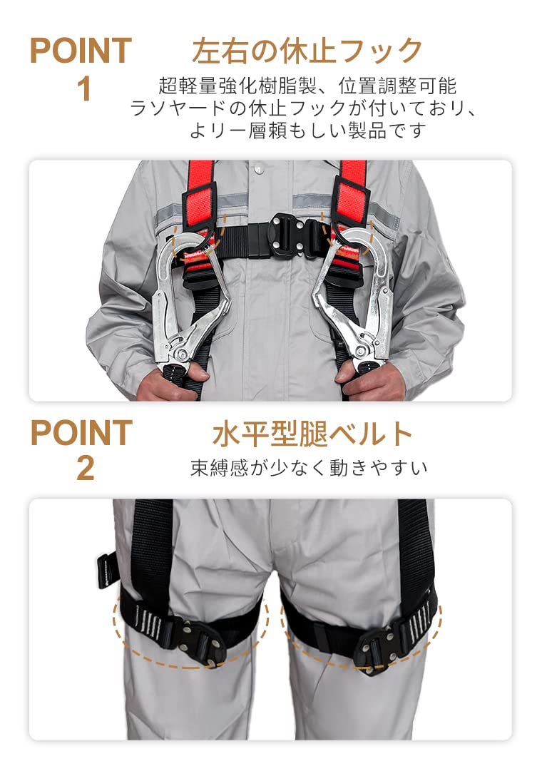 Amazon.co.jp: 【新規格適合】フルハーネス 新規格 セット 安全帯 2丁 