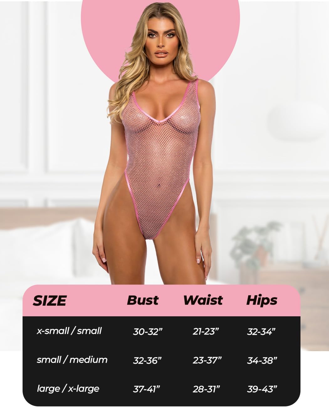 Roma Confidential Fishnet Teddy Lingerie for Women Sexy Rhinestone Bodysuit Lingerie Teddy, Sparkly Exotic Wear Dancer Outfit