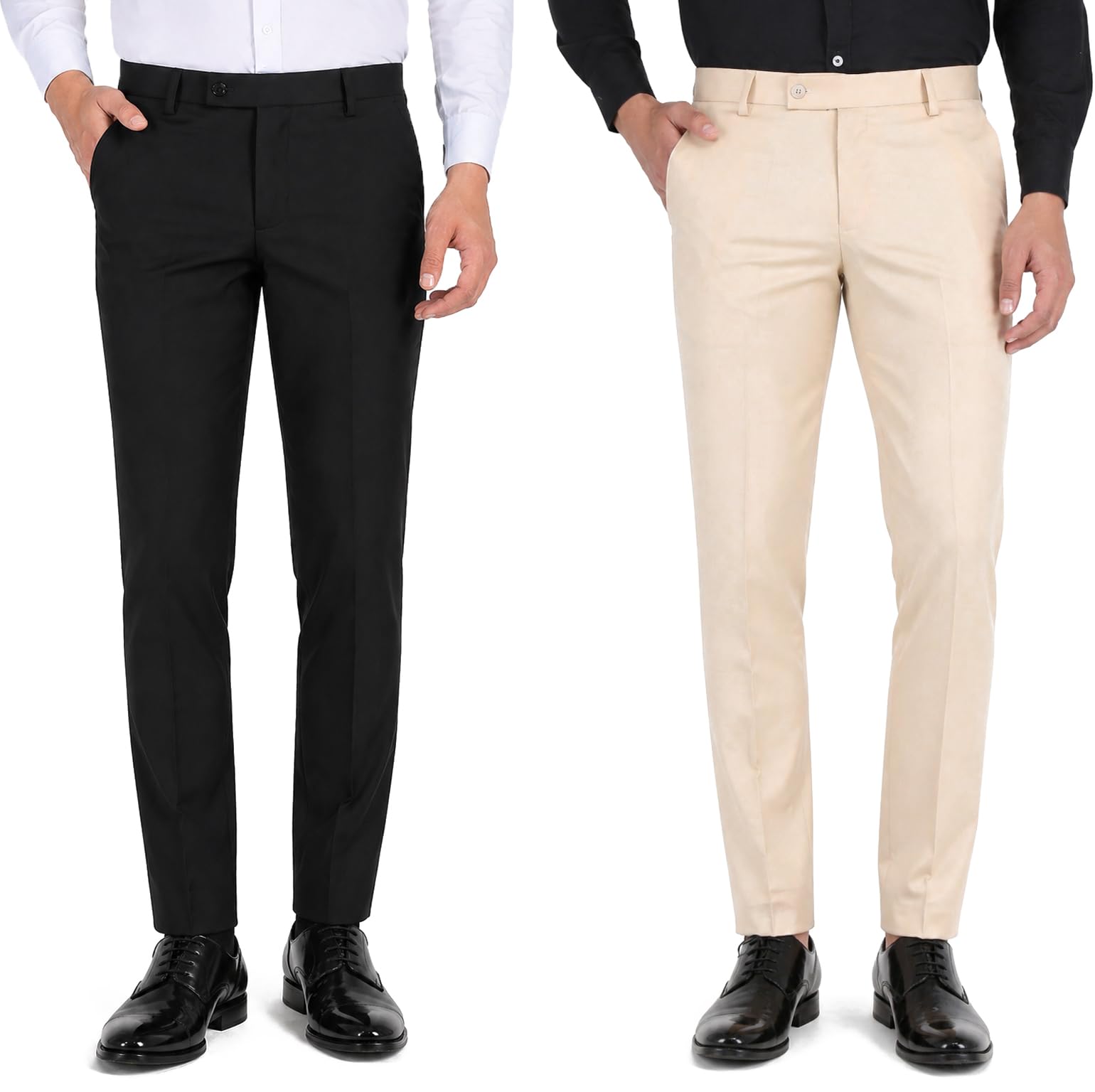 Formal Pants for Men Office Wear Combo Pack of 2- Premium Slim Fit Formal Trouser for Men, College Pant for Boys, Gents Bottom Formal wear for Office Meeting, Party, Wedding-picture-31
