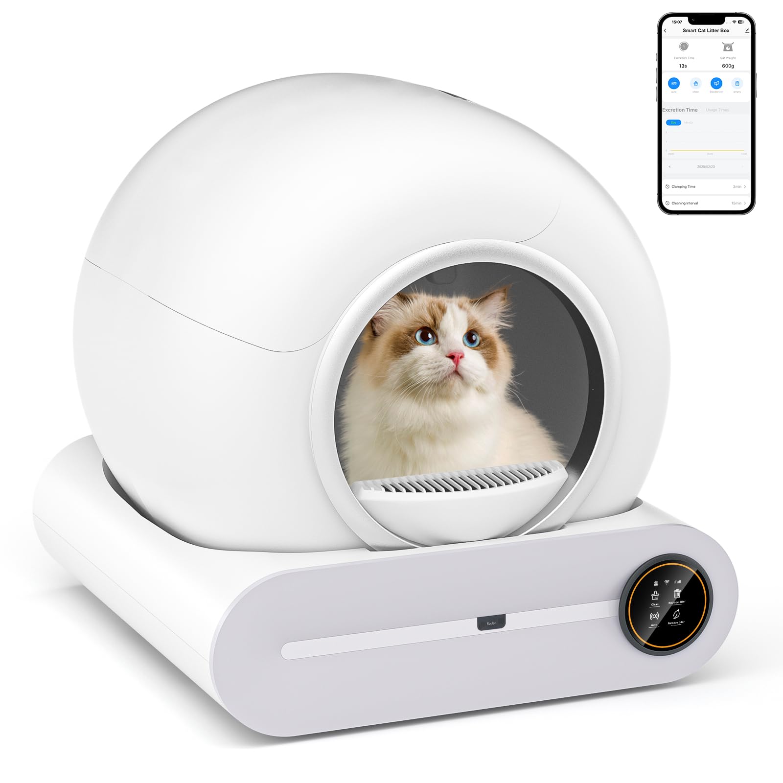 Gerbala Lettiera intelligente autopulente per gatti, 65 l, autopulente, controllo app, grande capacità, per gatti