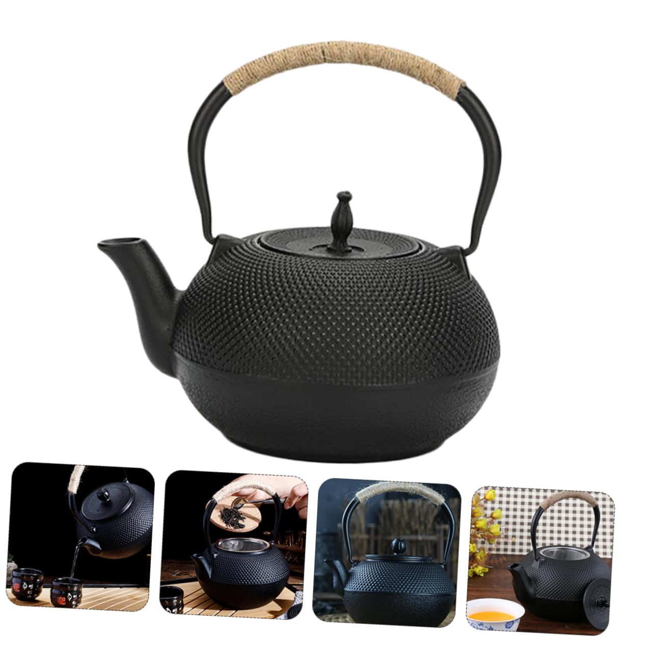 Alipis Tetera De Hierro Fundido Sin Revestimiento Tetera De Hierro Retro De Sobremesa Vintage Para Infusiones De Té